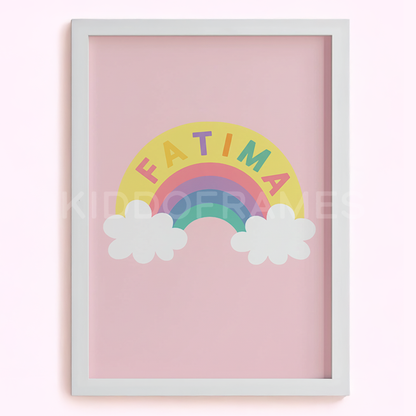 Rainbow Name — Personalized Kids Poster (Pastel Pink)