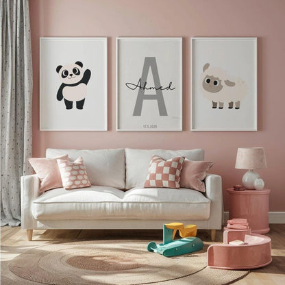 Set of 3: Personalized Animal Posters