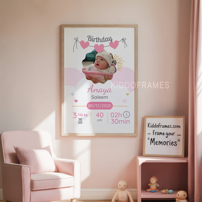 Name & Photo — Birth Stats (Hearts)