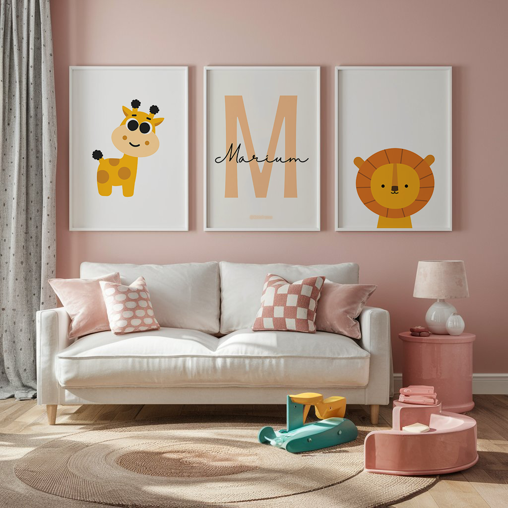 Set of 3: Personalized Animal Posters