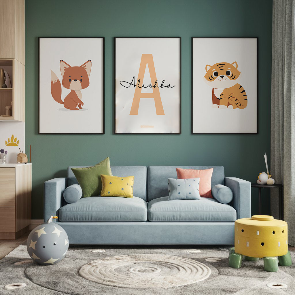 Set of 3: Personalized Animal Posters